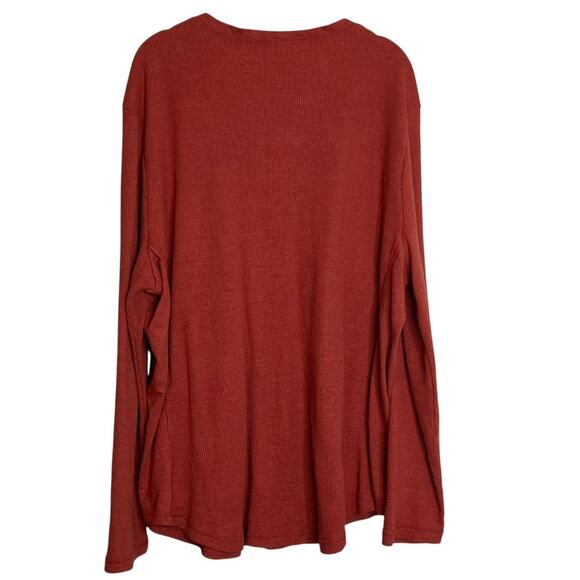 Eddie Bauer Women’s Thermal Knit Top 3X Rust Henley Long Sleeve Waffle Knit - Picture 3 of 5